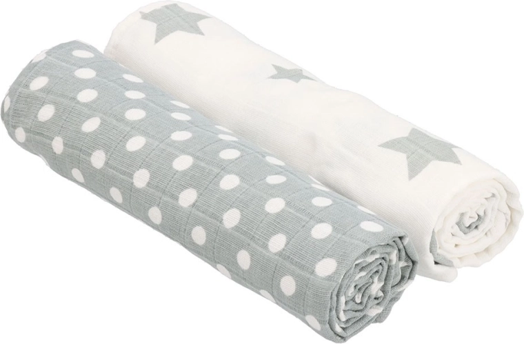 Bawełniane pieluszki tetrowe New Baby Softy 90 × 110 cm, szaro-białe, 2 szt.