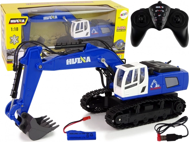 Koparka Caterpillar Pilot R/C – zdalnie sterowana, metalowe elementy, niebieska