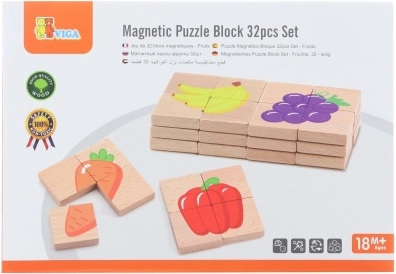 Drewniane magnetyczne puzzle z owocami