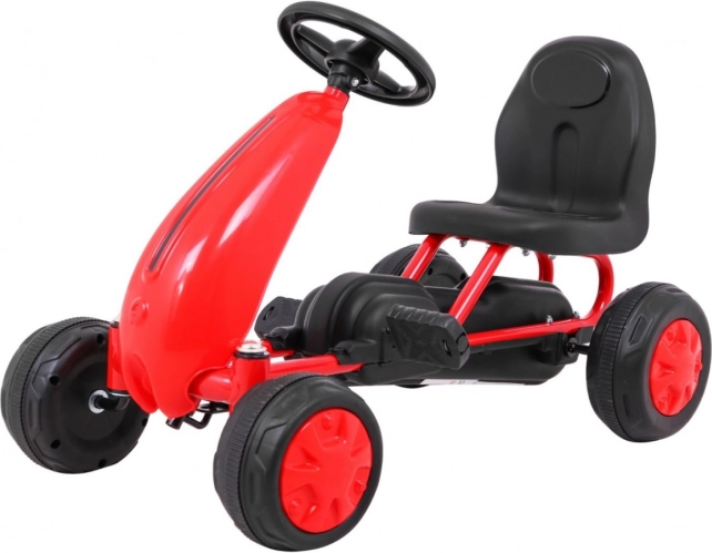 Dziecięcy gokart na pedały z napędem łańcuchowym i gumowymi kołami – Czerwony