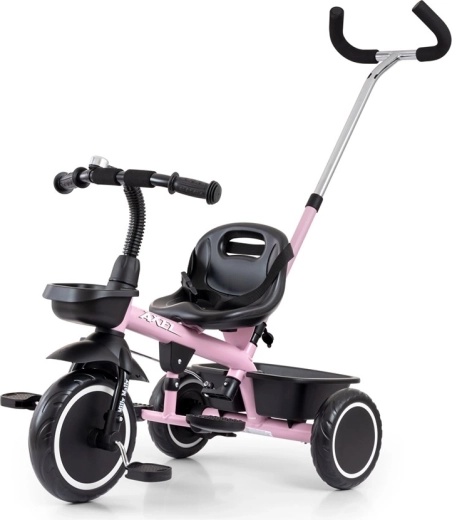 Dziecięcy trójkołowiec z drążkiem prowadzącym MILLY MALLY Axel różowy