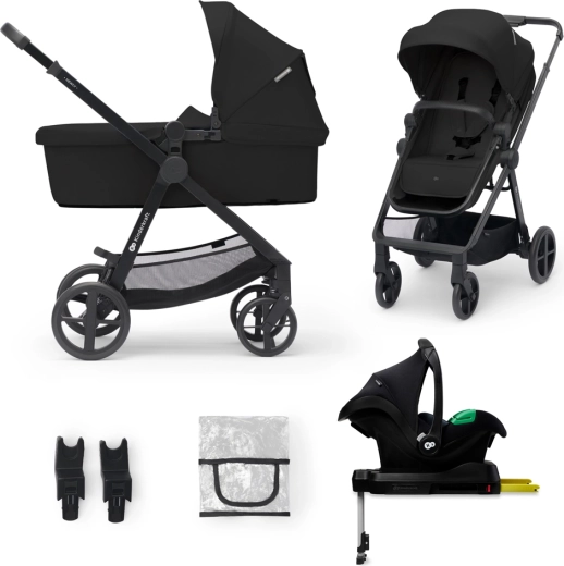 Wózek wielofunkcyjny 4w1 Kinderkraft Newly Classic Black z fotelikiem samochodowym Mink PRO