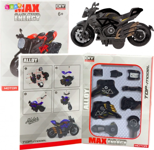 Metalowy model motocykla do samodzielnego montażu 1:14 czarno‑złoty