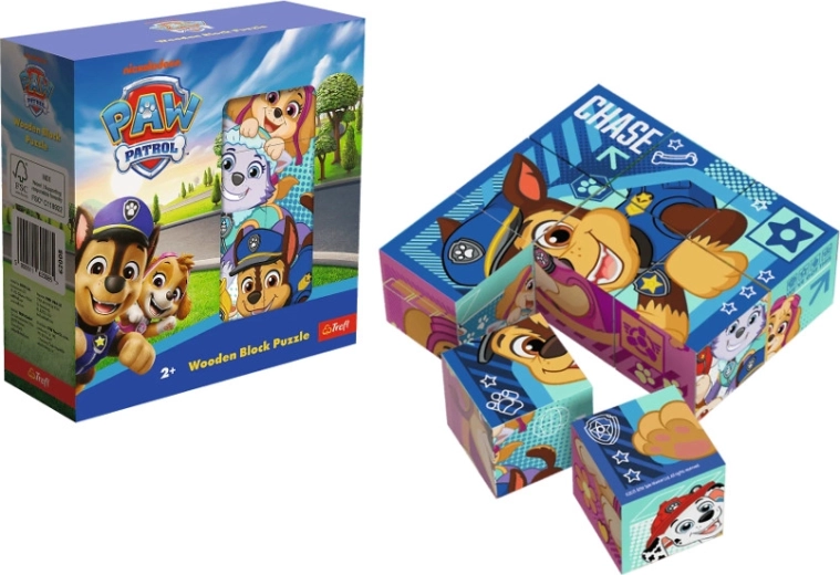 Drewniane kostki puzzle Psi Patrol