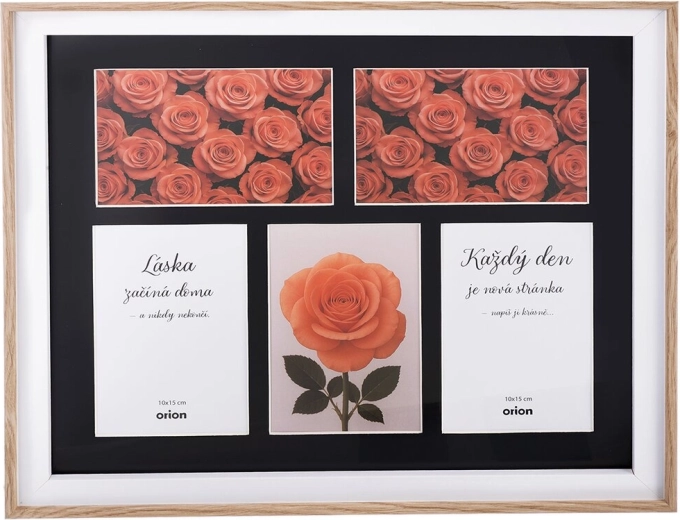 Drewniana beżowa ramka multiramka na 5 zdjęć 10 × 15 cm, 40 × 34 cm