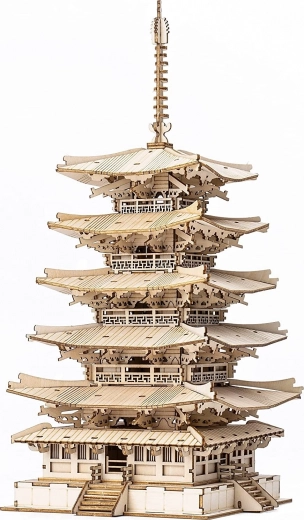 3D drewniane puzzle pięciopiętrowa pagoda