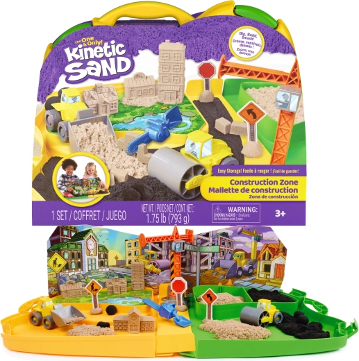 Kinetic Sand plac budowy – piasek kinetyczny 793 g i akcesoria