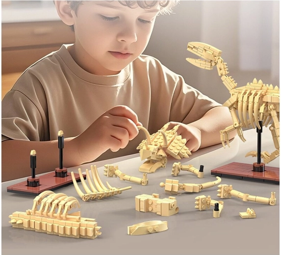 Świetna zabawa podczas budowania dla małych paleontologów