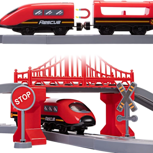 Elektryczny pociąg z dźwiękami i magnetycznymi sprzęgami