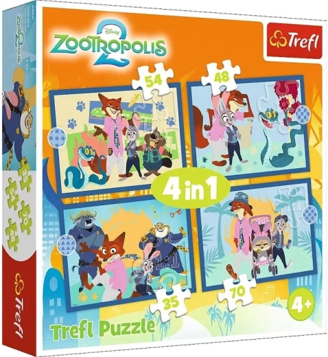 Puzzle 4 w 1 Zootopia pełna przygód