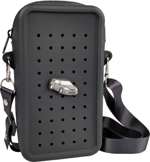 Czarna silikonowa torebka crossbody Gifty z ozdobnym pinem