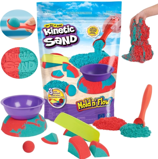 Kinetic Sand Mold 'n Flow — kinetyczny piasek w 2 kolorach z 3 akcesoriami