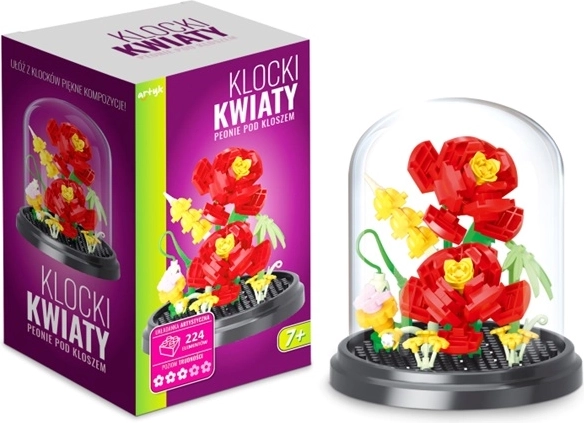 Zestaw konstrukcyjny kwiatów – piwonie pod kloszem (224 elementy)