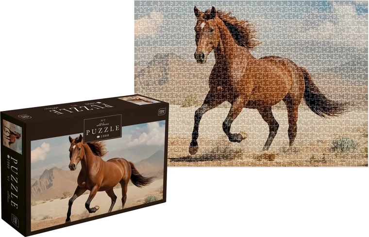 Puzzle Dziko żyjące konie: brązowy dziki koń 1000 elementów