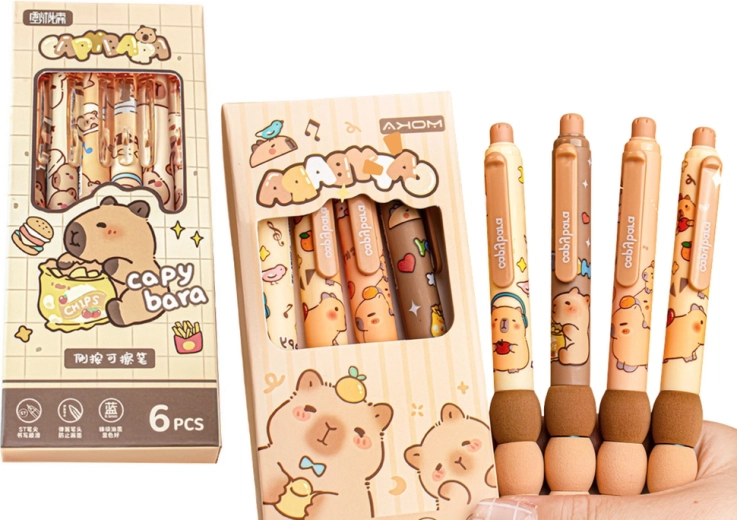 Zestaw długopisów Capybara 6 sztuk niebieski tusz