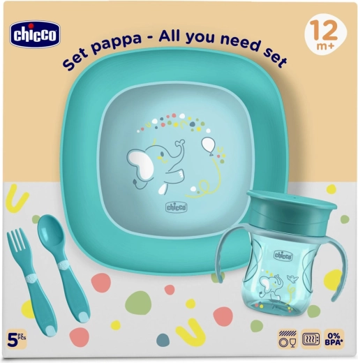 Chicco zestaw do jedzenia dla dzieci 12m+ niebieski