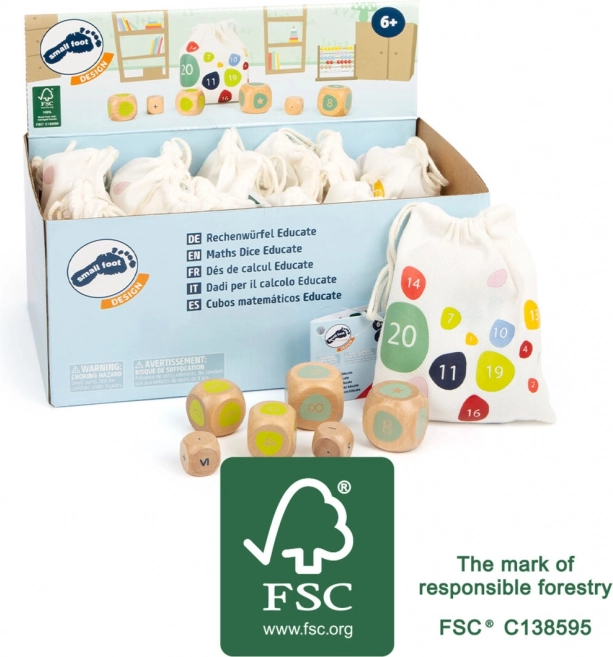 Edukacyjne kostki do liczenia z drewna FSC 12 szt. – small foot