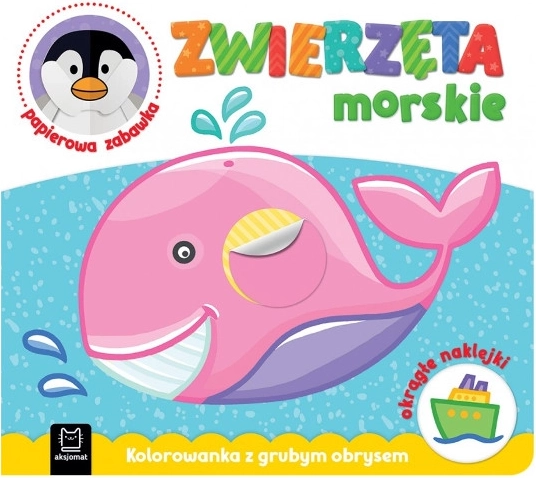 Papierowa zabawka i kolorowanka z grubymi konturami – Zwierzęta morskie, okrągłe naklejki