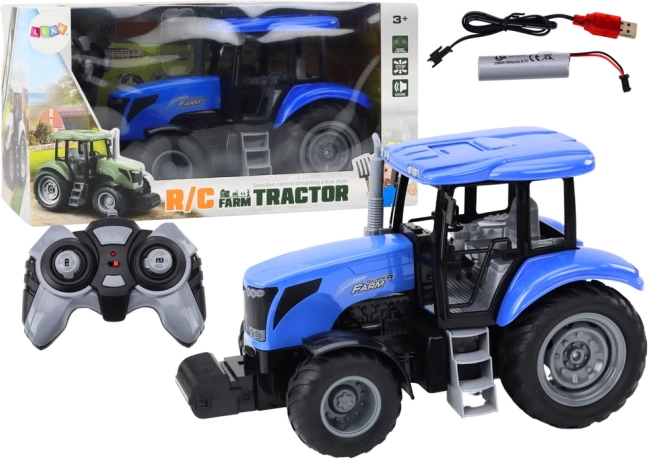 RC traktor 2.4G z pilotem i efektami dźwiękowymi – niebieski