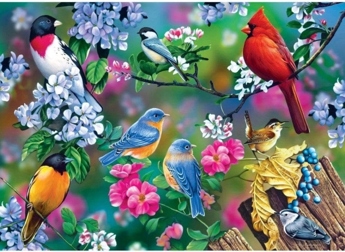 Puzzle Masterpieces Audubon kolaż ptaków śpiewających 1000 elementów