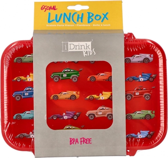 Lunch box samochody z zestawem sztućców