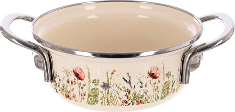 Wytrzymała stal emaliowana z nierdzewną obręczą