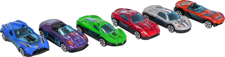 6 metalowych autek w zestawie