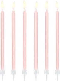 Gładkie świeczki urodzinowe jasnoróżowe 14 cm (12 szt.)