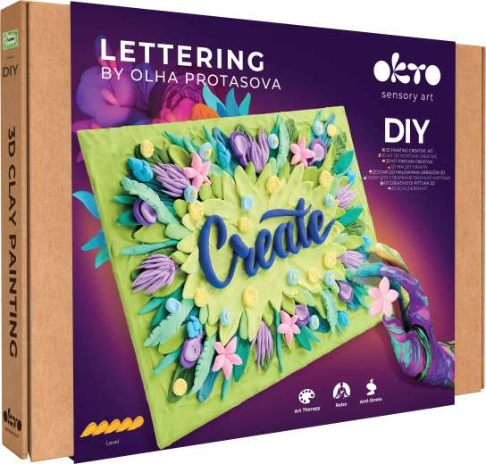 OKTO Lettering – zestaw plastyczny do malowania masą Create 30 × 40 cm