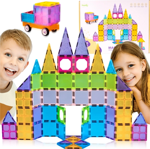 Magnetyczne klocki konstrukcyjne 3D – zestaw 85 elementów
