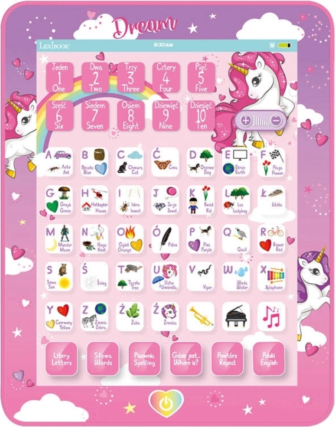 Dwujęzyczny mówiący edukacyjny tablet Unicorn Lexibook