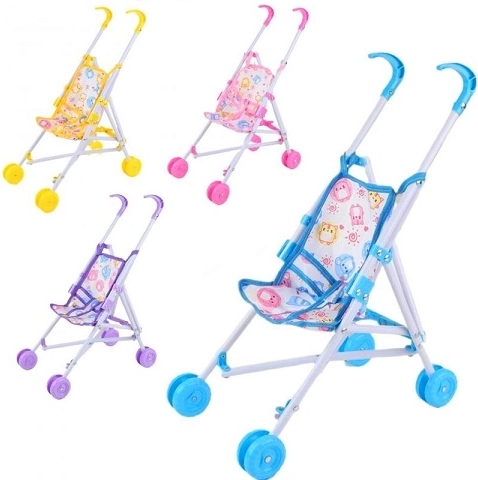Metalowy wózek dla lalek typu spacerówka 52 cm