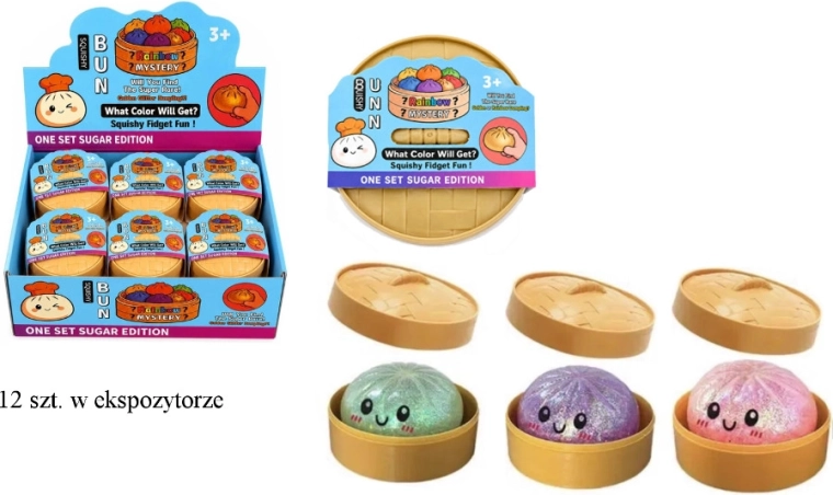 Brokatowy squishy – antystresowy gniotek do ściskania w kształcie pierożka (dumpling)