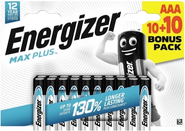 Baterie alkaliczne Energizer Max Plus AAA 20 szt. (10+10)