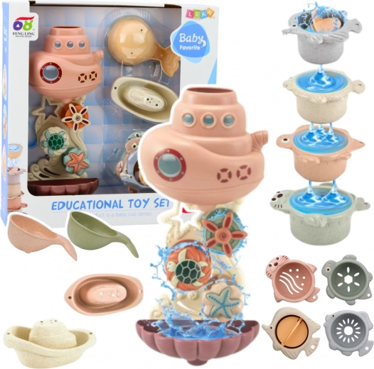 Zabawki do Wanny Łódź Podwodna Kubeczki z Przyssawkami 9 szt.