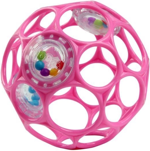 Oball grzechocząca piłka rattle 10 cm ciemnoróżowa