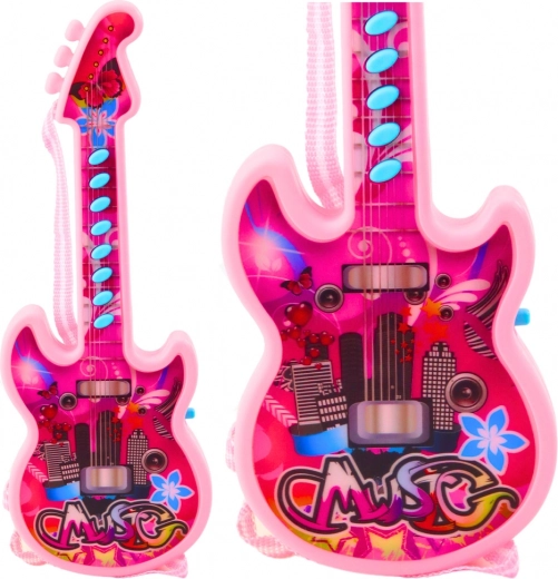 Elektryczna gitara dla dzieci z melodiami i solmizacją, różowa