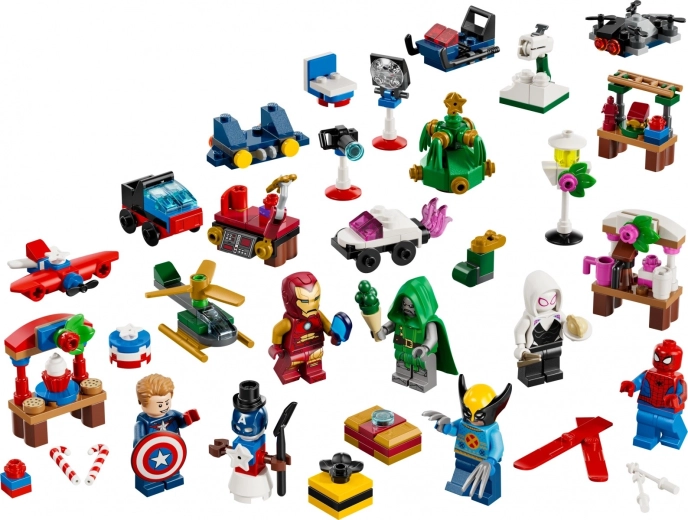 6 minifigurek LEGO Marvel ze świątecznymi akcesoriami