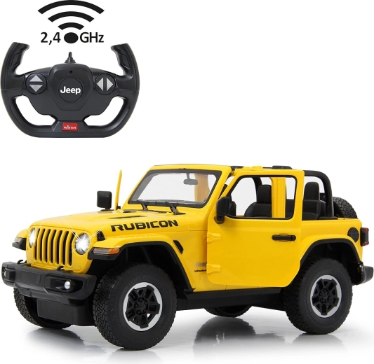 Jamara Jeep Wrangler JL 1:14 żółte auto RC 2,4 GHz z ręcznie otwieranymi drzwiami