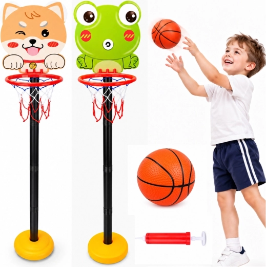 Dziecięcy regulowany kosz do koszykówki z motywem zwierzęcym 110 cm – 1 sztuka
