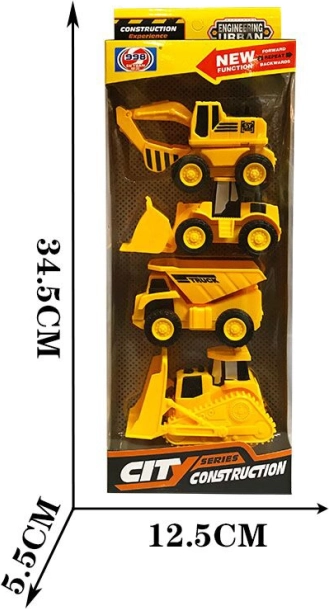 Zestaw maszyn budowlanych – 4 szt., mini pojazdy 9 cm