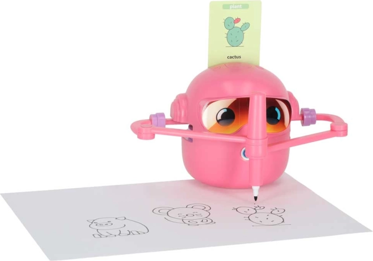 Interaktywny rysujący robot dla dzieci – edukacyjna zabawka z kartami, różowy