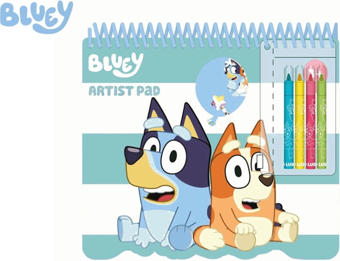 Bluey zestaw kolorowanek z szablonami, naklejkami i flamastrami