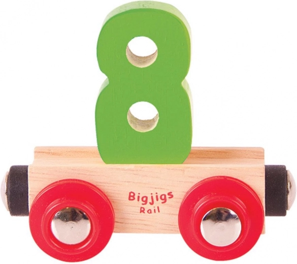 Wagonik z numerem 8 do drewnianych kolejek BIGJIGS RAIL