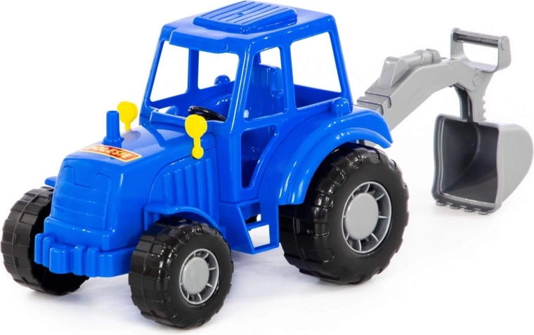Niebieski traktor Majster z łopatą