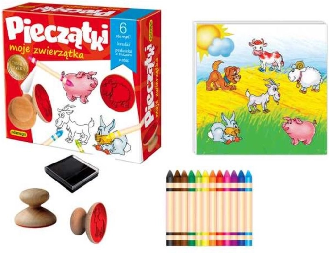 Drewniane stempelki ze zwierzątkami – kreatywny zestaw 6 szt.
