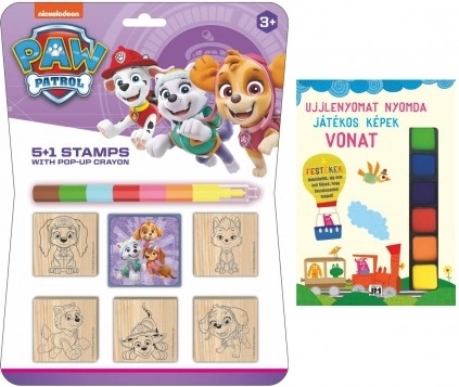 Drewniane stemple 5×5 cm z poduszką tuszową i kredką woskową PAW PATROL