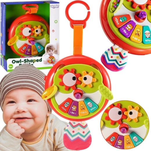 Interaktywna zabawka muzyczna sowa WOOPIE BABY z szeleszczącym ogonkiem