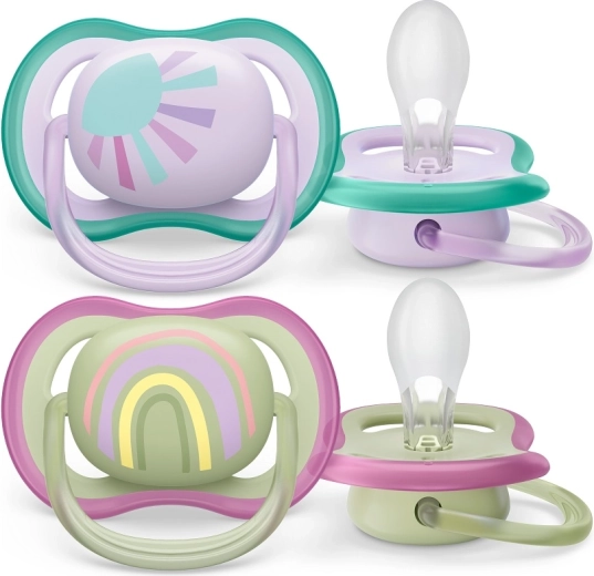 Philips AVENT smoczek Ultra Air Tęcza dla dziewczynek 0–6 miesięcy, 2 sztuki