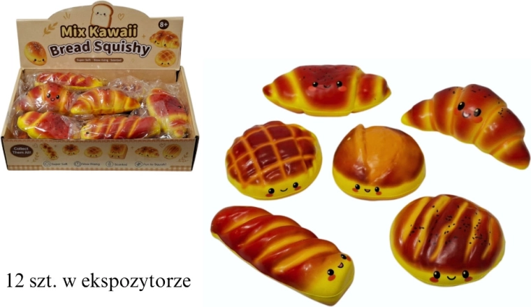 Kawaii antystresowy squishy gniotek – rogalik/bułka mix - 1 szt.